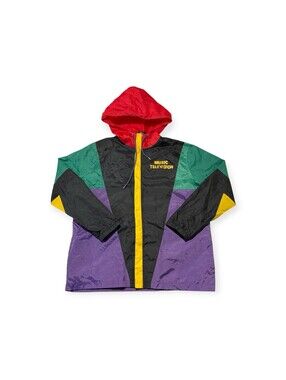Vintage 90s MTV Music Television Colorblock Hooded Windbreaker Size  Men's